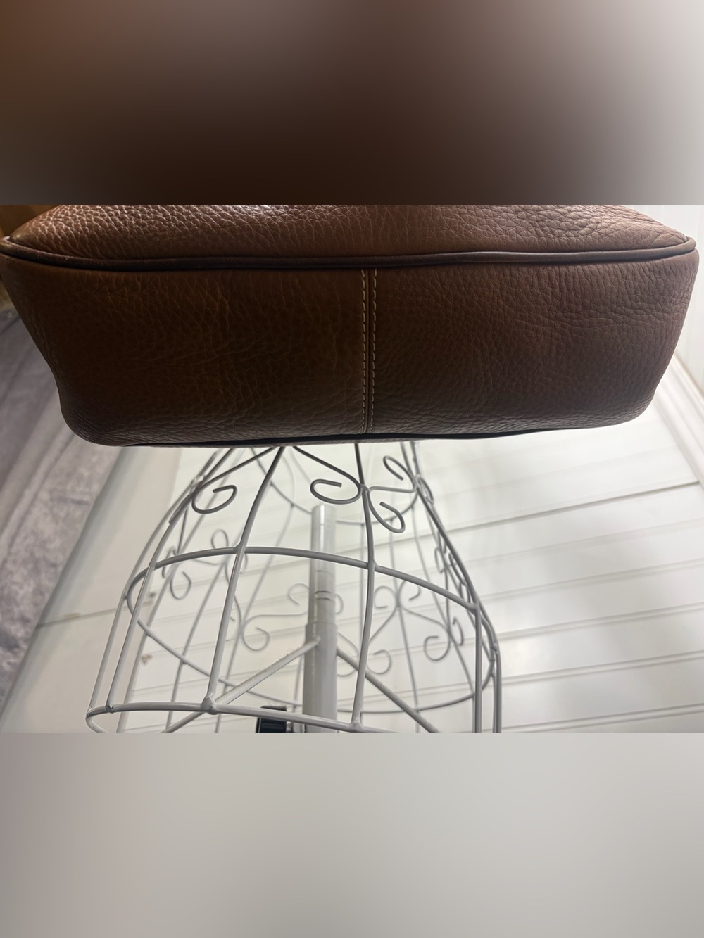 Dooney & Bourke -East West Hobo Bag in Brown Pebbled Leather W/ Dark Brown Strap - Picture 10 of 14